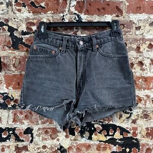 Levi's 512 Cut Off Denim Black Jean Shorts Womens 7 Slim Distressed - 26x2"